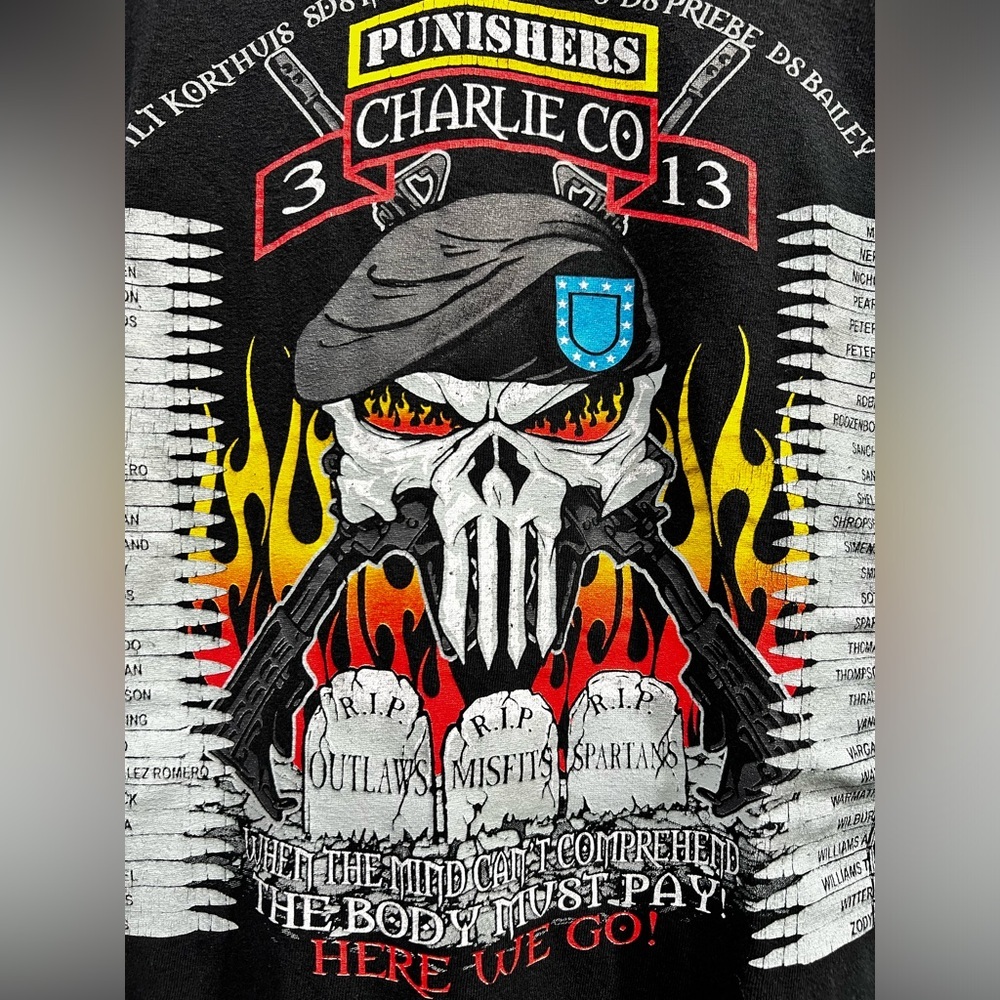 Ft Fort Jackson Basic Combat Training Long Sleeve Shirt Punishers Charlie Co XL